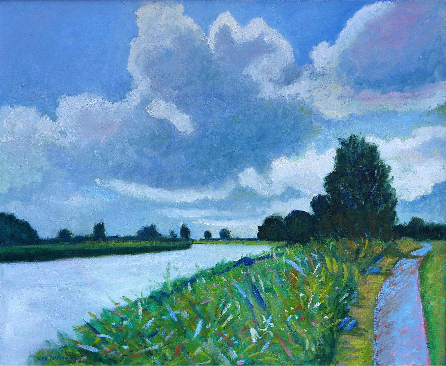 Olieverf op doek: Dokkumer Ee van Dirk Beintema kopen? Kunst Dokkumer Ee van Dirk Beintema kopen?