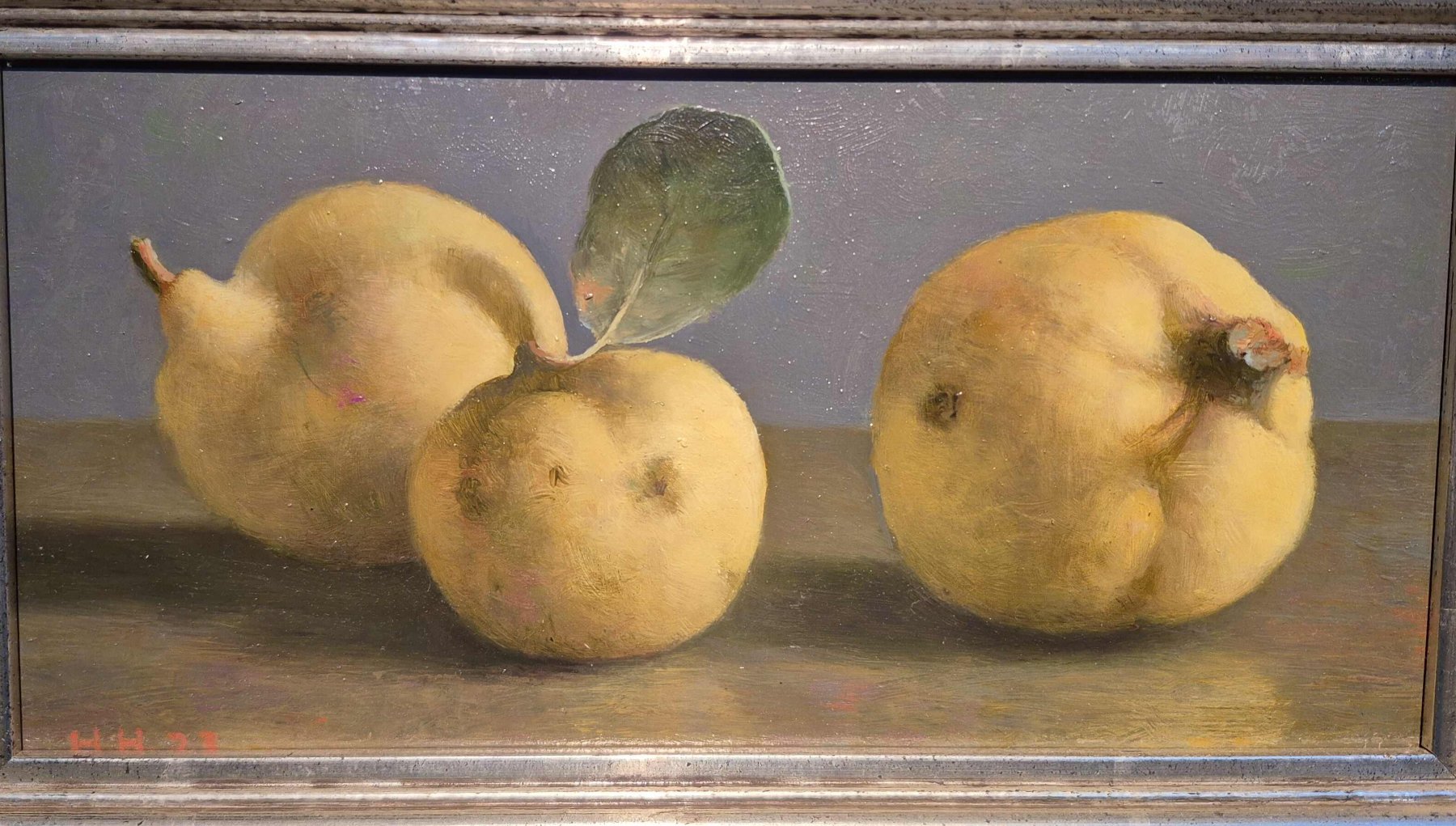 Olieverf op paneel: Drie kweeappels van Henk Helmantel kopen? Kunst Drie kweeappels van Henk Helmantel kopen?