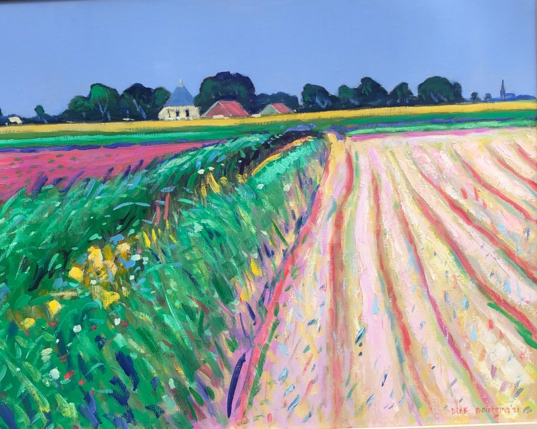 Oil on canvas: Landschap bij Hallum van Dirk Beintema kopen? Kunst Landschap bij Hallum van Dirk Beintema kopen?