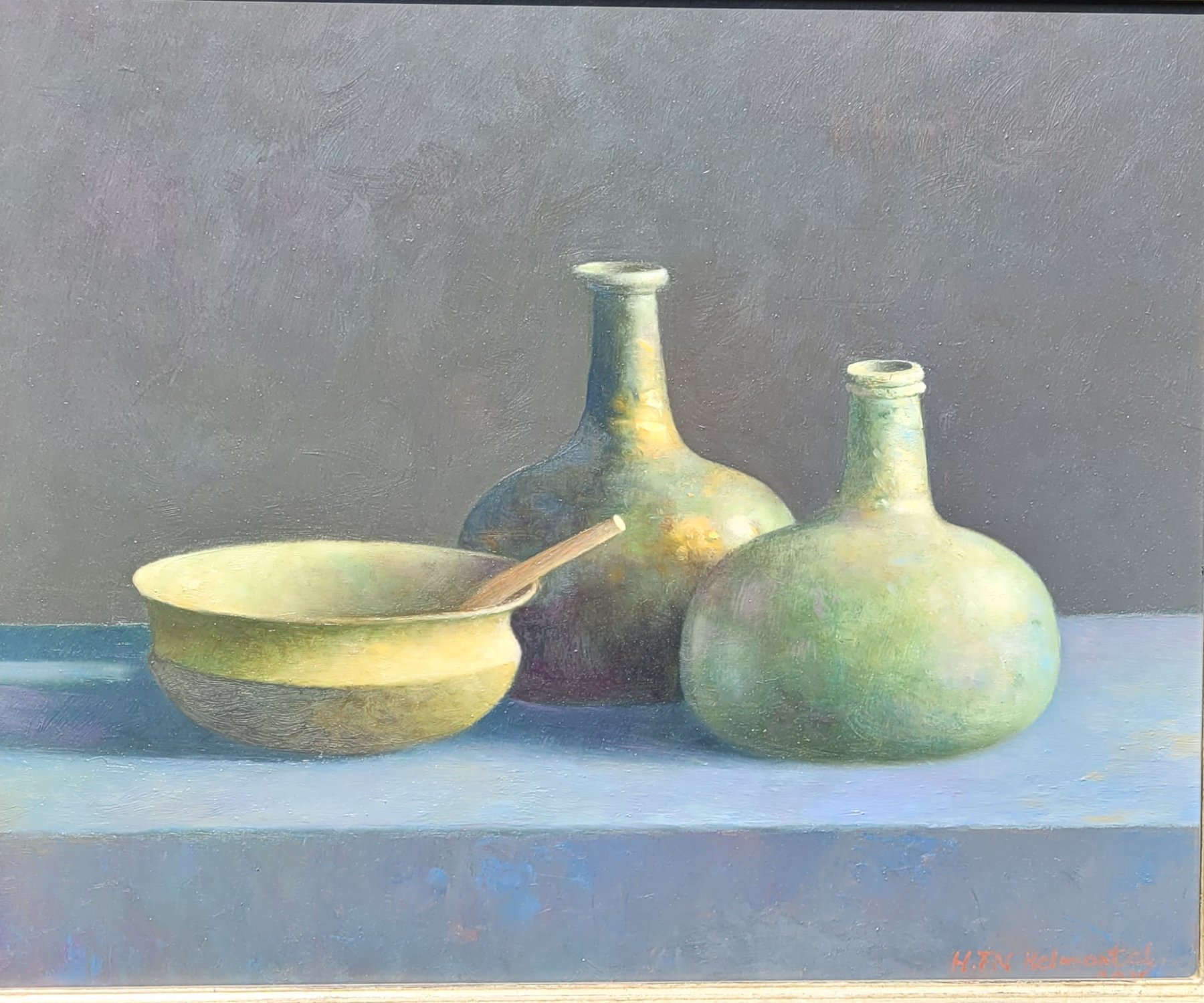 Olieverf op paneel: Stilleven met drie objecten van Henk Helmantel kopen? Kunst Stilleven met drie objecten van Henk Helmantel kopen?